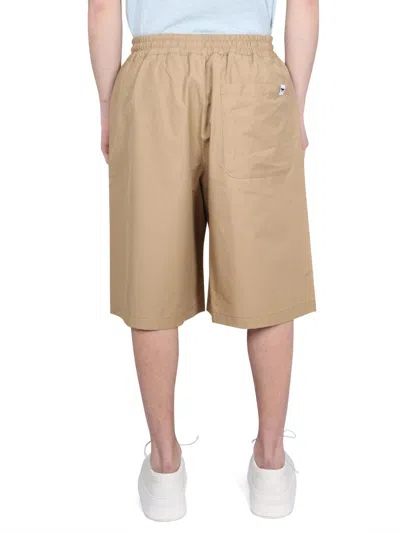 Maison Kitsuné Maison Kitsune Camel Cotton Blend Bermuda Shorts In Brown