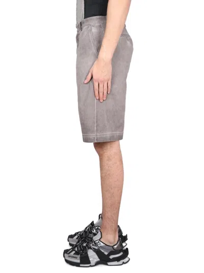 Dolce & Gabbana Bermuda Shorts With Logo Plaque In Gray