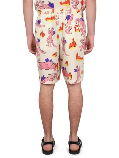 Marni Multicolor Printed Silk Bermuda Shorts In Multi