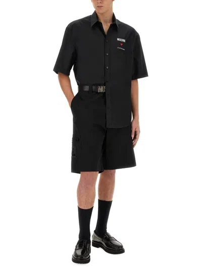 Moschino Bermuda With Logo In Black