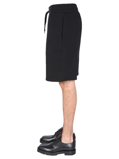 Moschino Bermuda With Logo Embroidered In Black