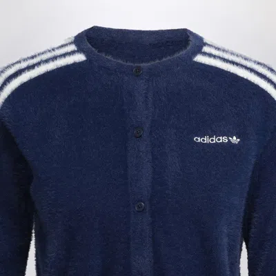 Adidas Originals Indigo Fluffy Knitted Cardigan In Blue