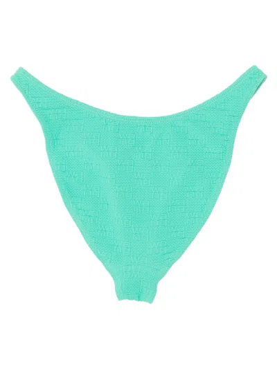 Alexander Wang Logo Bikini Briefs In Textured Fabric In Green