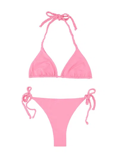 Manebi Adjustable Halterneck Triangle Top Bikini In Pink