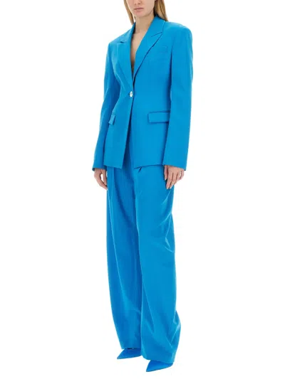 Attico Single-breasted Wool Blazer In Blue