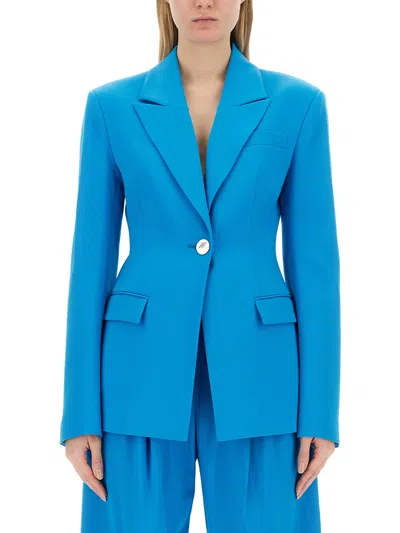 Attico Single-breasted Wool Blazer In Blue