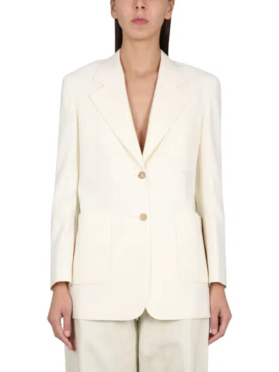 Palm Angels Blazer With Knit Detail In Neutral