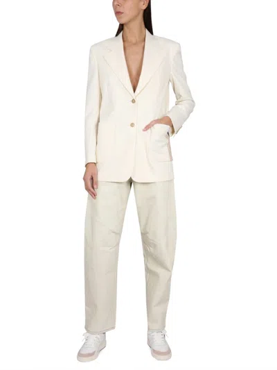 Palm Angels Blazer With Knit Detail In Neutral