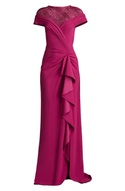 Tadashi Shoji Chr25375lb Long Formal Ruffle Mother Of The Bride Dress In Pink
