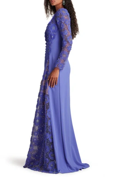 Tadashi Shoji Sequin Floral Embellished Long Sleeve Gown In Multi