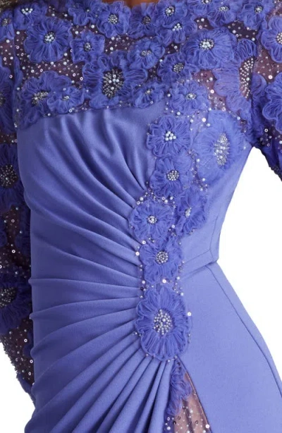 Tadashi Shoji Sequin Floral Embellished Long Sleeve Gown In Multi