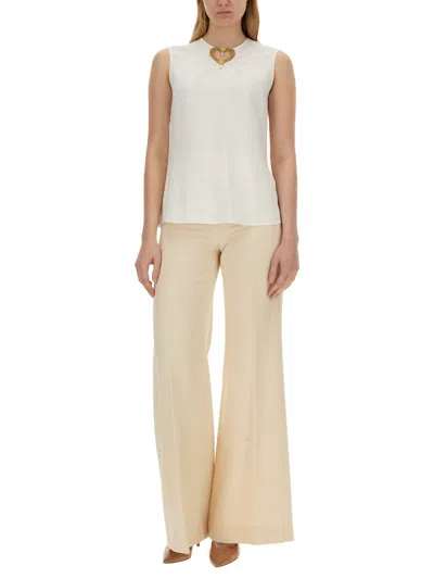 Moschino Blouse With Heart Applique In White