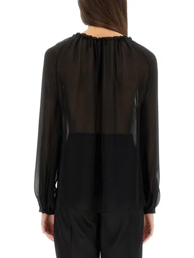 Tom Ford Silk Blouse With Drawstring In Black