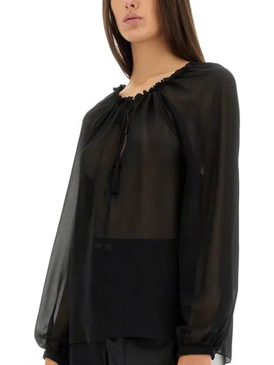 Tom Ford Silk Blouse With Drawstring In Black