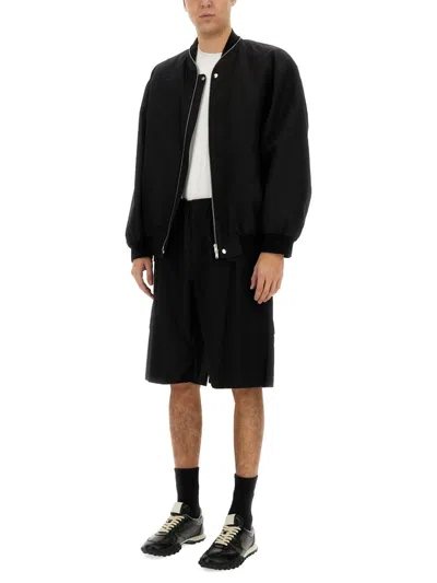 Jil Sander Zipped Bomber Jacket In Black