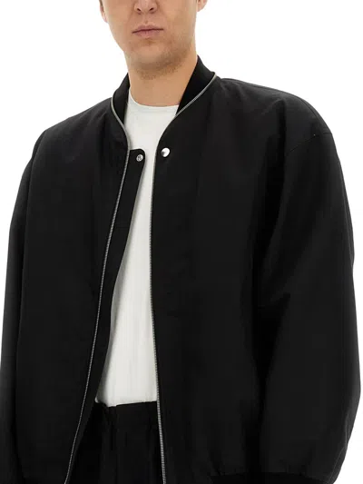 Jil Sander Zipped Bomber Jacket In Black