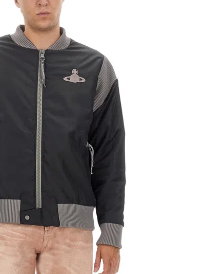 Vivienne Westwood Bomber Jacket With Logo In Black