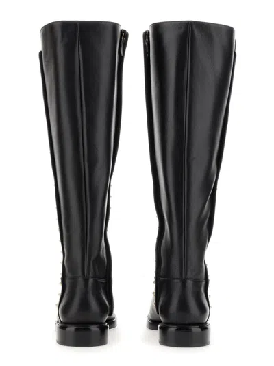 Stuart Weitzman Pearl Studded Knee-high Leather Boots
