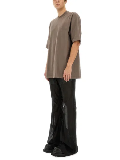 Rick Owens Flared Denim Trousers Sheer Fabric In Black