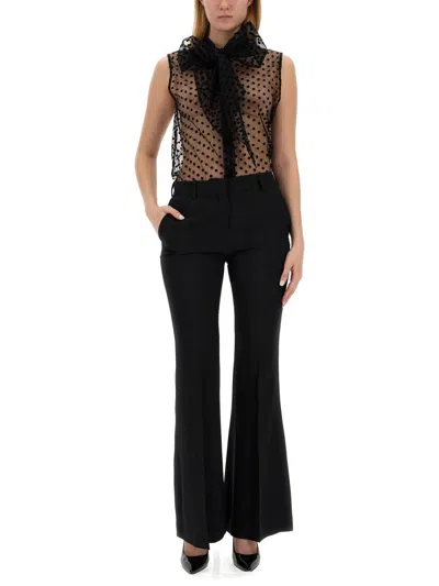 Nina Ricci Flared Leg Trousers Belt Loops In Black