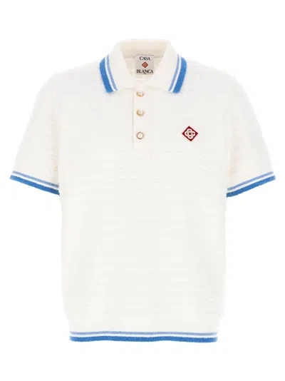 Casablanca White Shirt With Classic Collar And Chest Logo Patch In Cotton Man In White