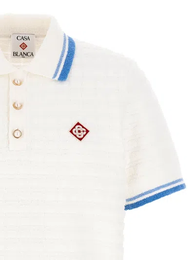 Casablanca White Shirt With Classic Collar And Chest Logo Patch In Cotton Man In White