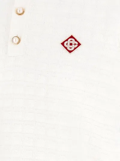 Casablanca White Shirt With Classic Collar And Chest Logo Patch In Cotton Man In White