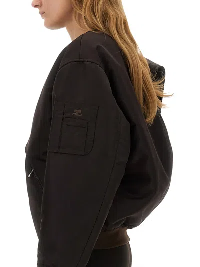 Courrèges Bow Neck Bomber Jacket In Black