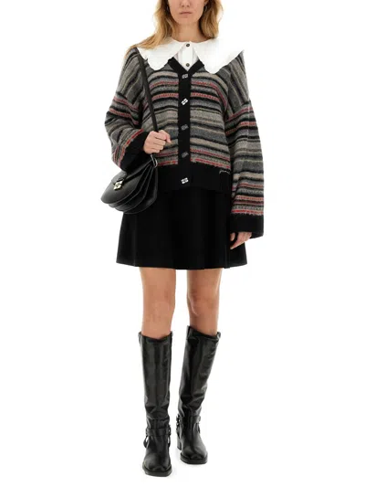 Ganni Boxy Fit Cardigan In Black