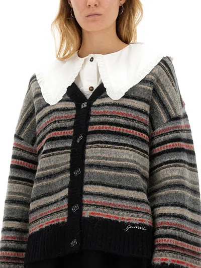 Ganni Boxy Fit Cardigan In Black