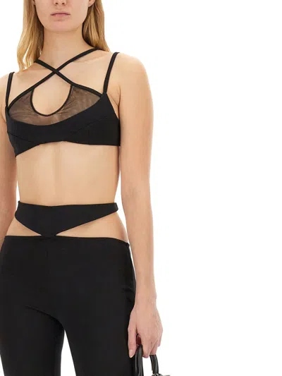 Attico Amos Criss-cross Bralette Top In Black