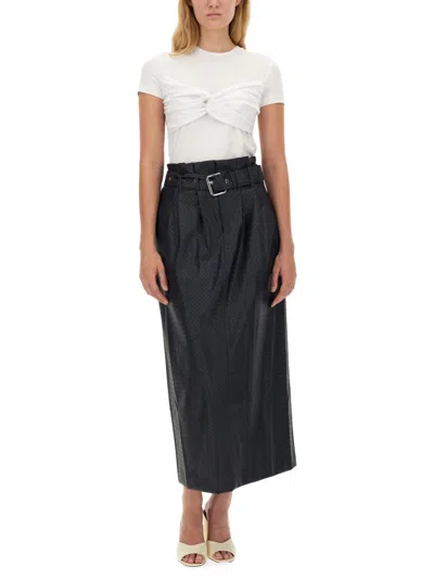 Rotate Birger Christensen Rotate High-waisted Braided Skirt With Structured Silhouette In Blue