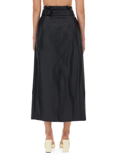 Rotate Birger Christensen Rotate High-waisted Braided Skirt With Structured Silhouette In Blue