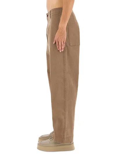 Emporio Armani Stretch Denim Jeans Wide Leg In Brown