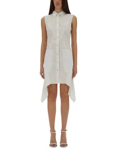 Helmut Lang Bustier Asymmetric Sleeveless Dress In White