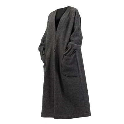 Nikka Place Women's Grey Chunky Oversized Boiled Wool Cardigan With Huge Pockets In Charcoal Gray In Gray