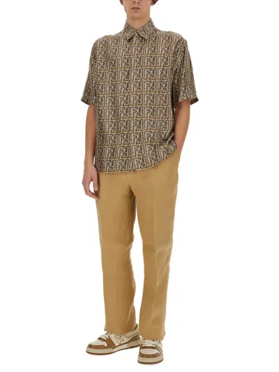 Fendi Trousers In Nude