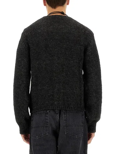Our Legacy Textured V-neck Cardigan With Button-down Front In Black