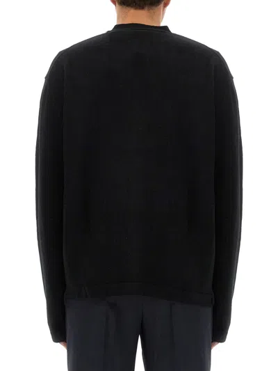 Vivienne Westwood Black V Neck Cardigan With Orb Embroidery In Cotton And Cashmere In Black