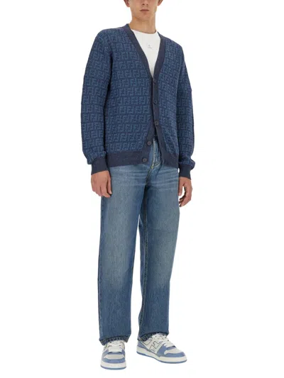 Fendi Ff Cardigan In Blue