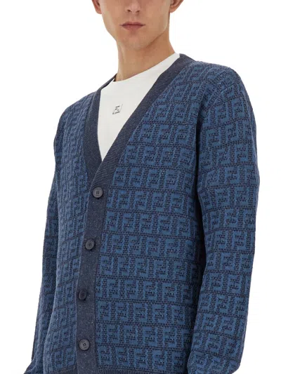 Fendi Ff Cardigan In Blue