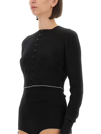 Jacquemus Cropped Cardigan With Button-down Front And Ribbed Hem In Black