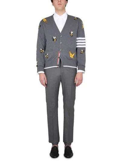 Thom Browne Birds And Bees Knitted Wool Cardigan
