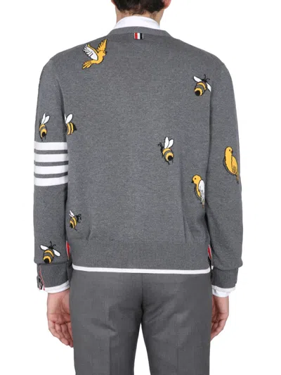 Thom Browne Birds And Bees Knitted Wool Cardigan