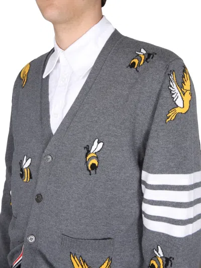 Thom Browne Birds And Bees Knitted Wool Cardigan