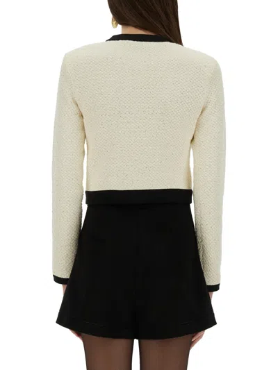 Self-portrait Cardigan With Bow And Sequins In Neutral