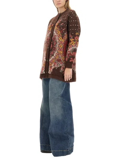 Etro Cardigan Con Motivo Jacquard In Brown