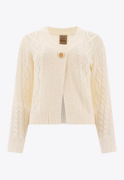 Rakkì Elegant Merino Wool Cardigan In White