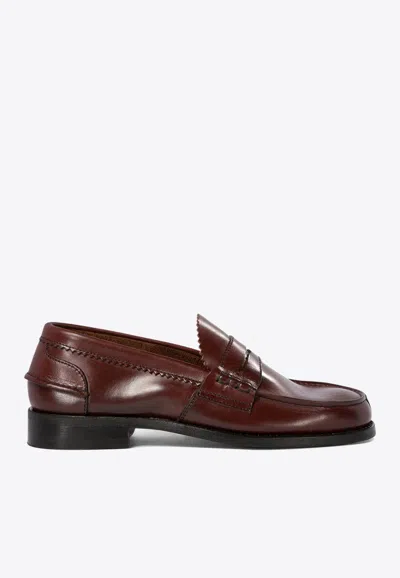 Saxone Of Scotland Arran Leather Loafers In Red