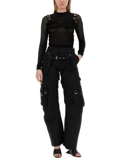 Off-white Cotton Cargo Trousers In Black